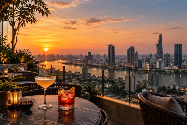 Ho Chi Minh City skyline at sunset